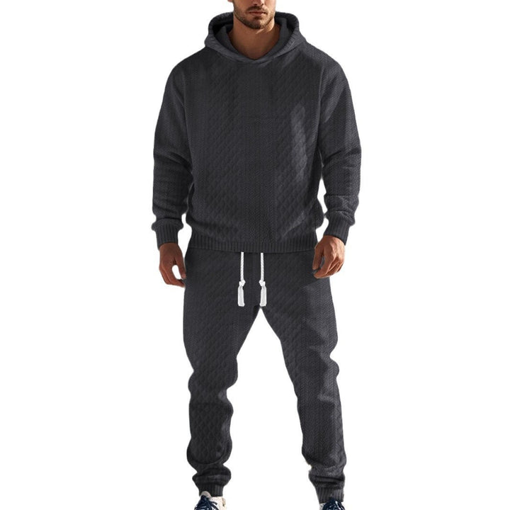 Men's sporty hoodie and jogging pants set with textured design Lisslune