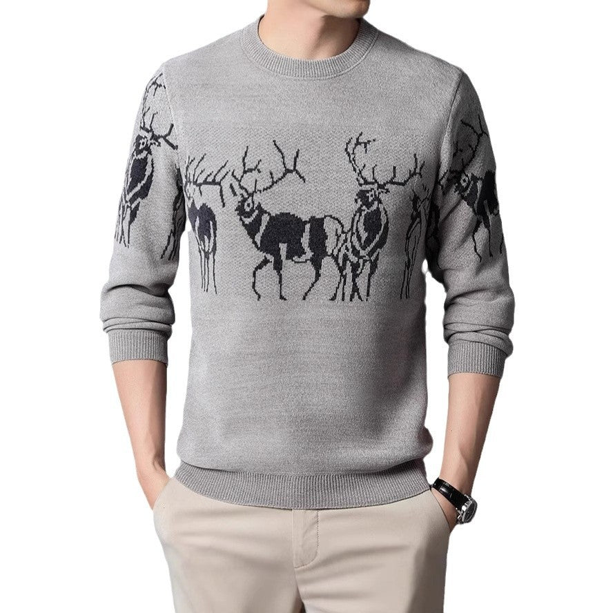 Men's knitted sweater with detailed reindeer motif Lisslune