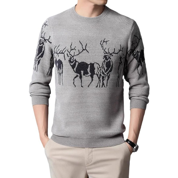 Men's knitted sweater with detailed reindeer motif Lisslune