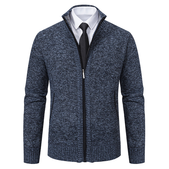 Men's elegant cardigan with high collar and practical zipper Lisslune