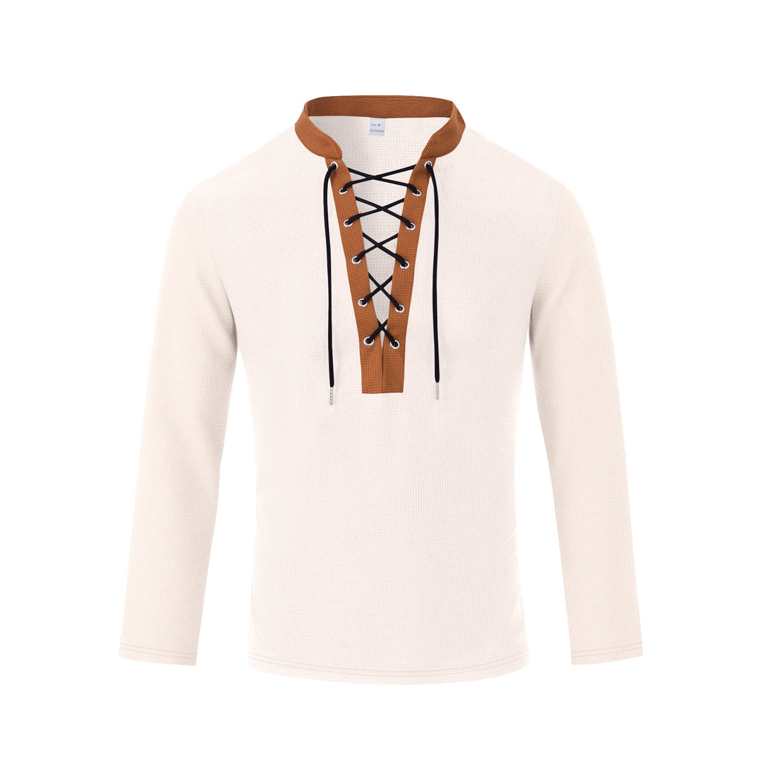 Men's Long Sleeve T-Shirt with Innovative Lacing and Melange Look Lisslune