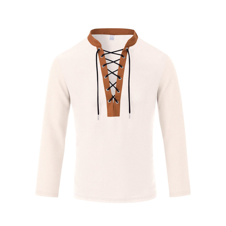 Men's Long Sleeve T-Shirt with Innovative Lacing and Melange Look Lisslune