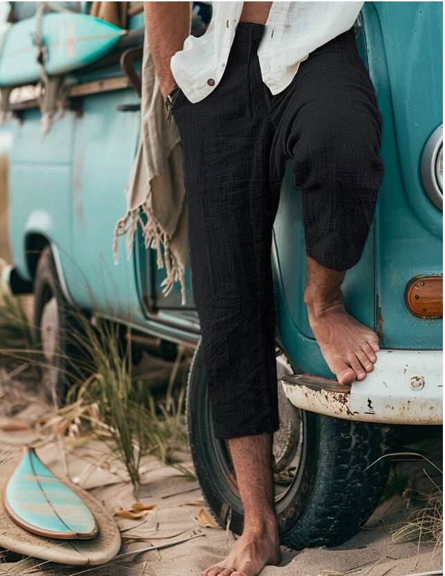 Men's Chino Pants with Casual Cut and Elastic Waistband Lisslune