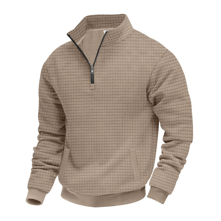 Men's quilted pullover with short zipper and textured design Lisslune