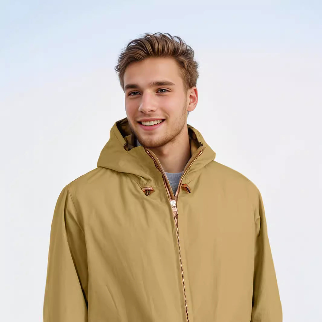 Men's durable multifunction jacket with adjustable hood collar and spacious pockets Lisslune