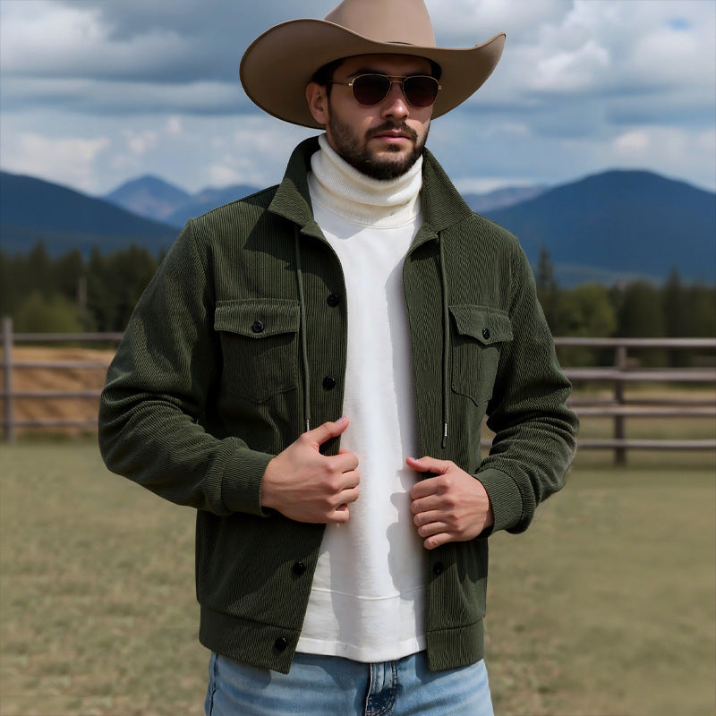 Men's cord jacket with practical chest pockets and drawstring Lisslune