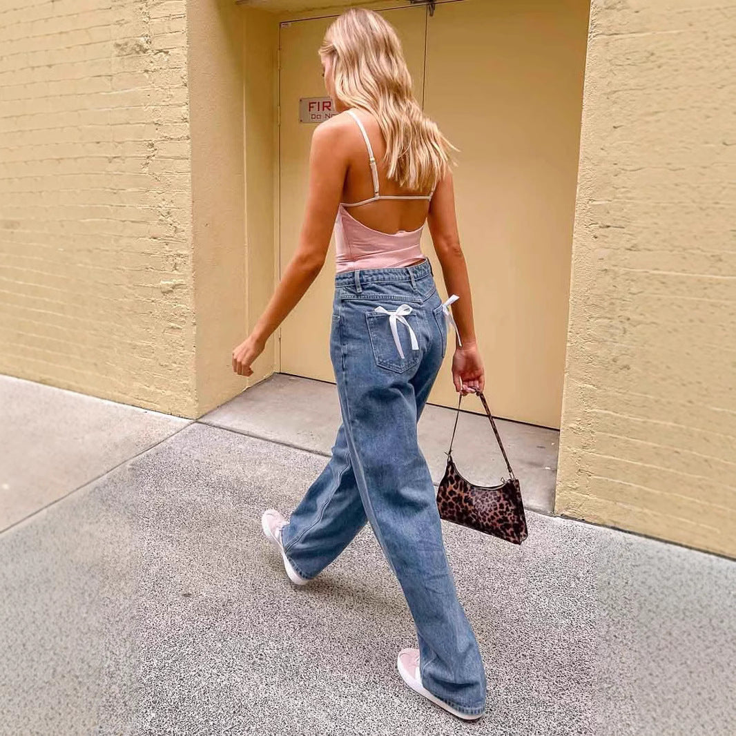 Women's High Waist Jeans with Wide Leg and Classic Cut Lisslune