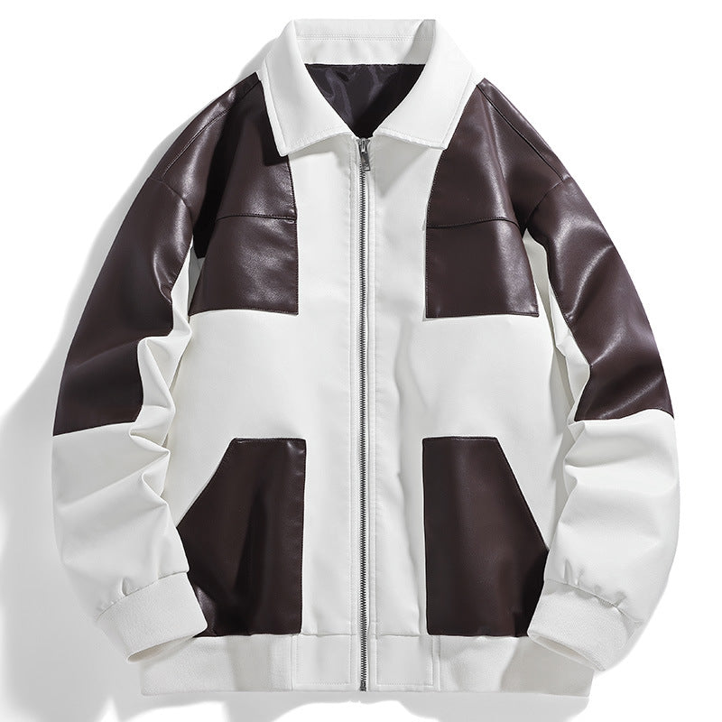 Men's Fashionable Transition Jacket with Contrasting Leather Inserts Lisslune