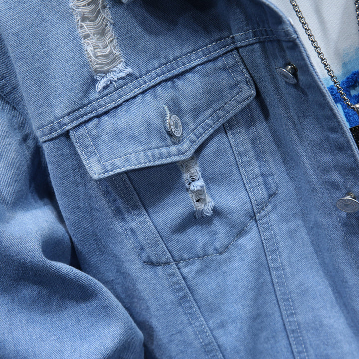 Men's casual denim jacket with comfortable hoodie insert and stylish details Lisslune