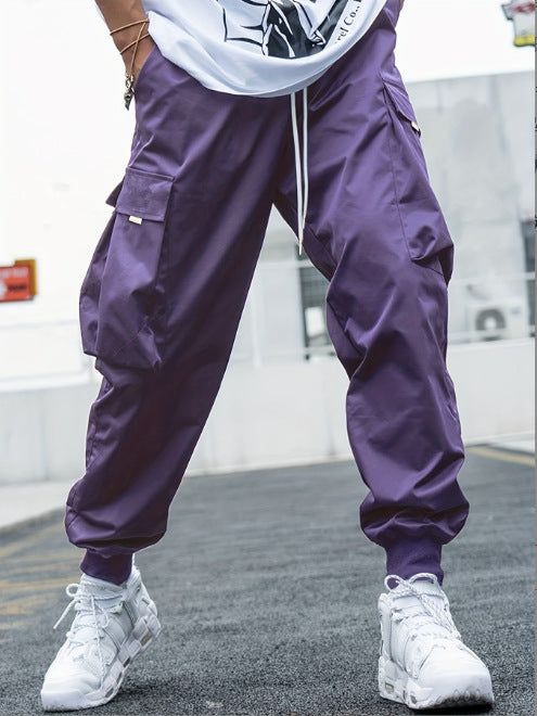 Men's casual utility pants with practical pockets and elastic hem Lisslune