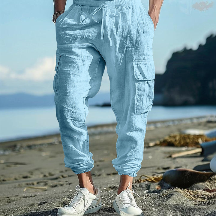 Men's cargo pants with elastic waistband and practical side pockets Lisslune 1759578019
