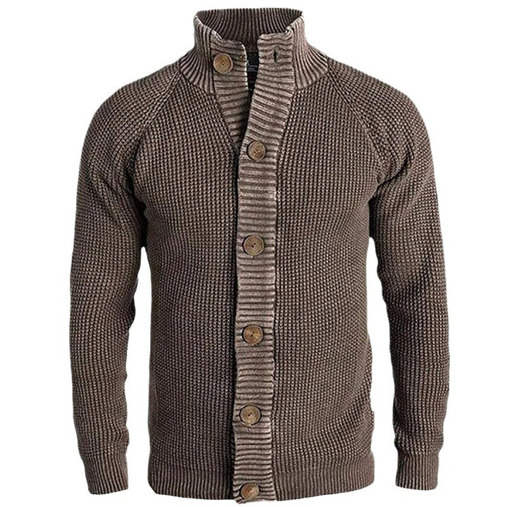 Men's cardigan with modern waffle pattern and comfortable stand-up collar Lisslune