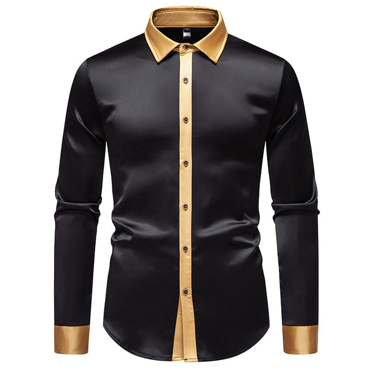 Men's Elegant Long Sleeve Shirt with Contrasting Collar and Button Details Lisslune