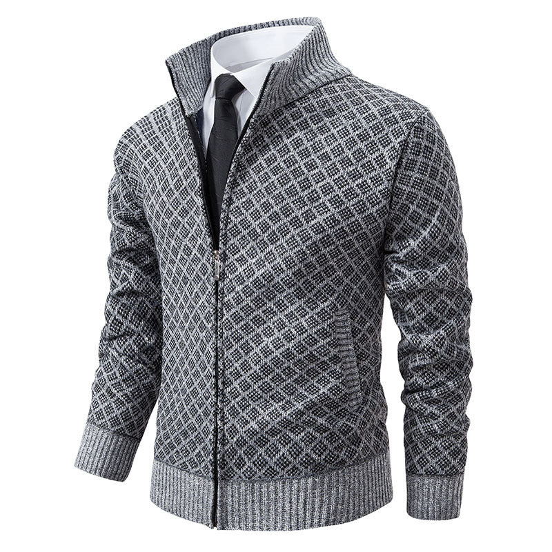 Men's fashionable cardigan with high collar and elegant design Lisslune