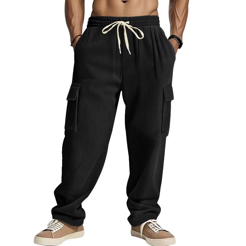Men's Comfortable Cargo Pants with Elastic Waistband and Practical Side Pockets Lisslune