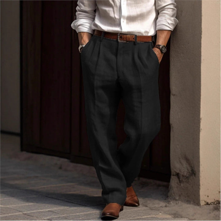 Men's elegant linen trousers with a relaxed fit and practical pockets Lisslune