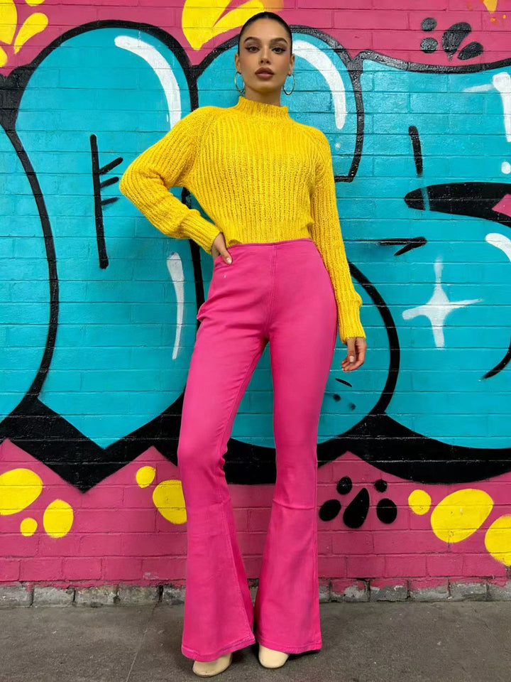 Women's fashionable flared jeans with high waist and comfortable fit Lisslune