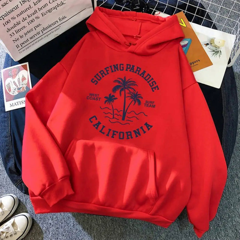 Women's hoodie with casual surf design and high-quality cotton blend Lisslune