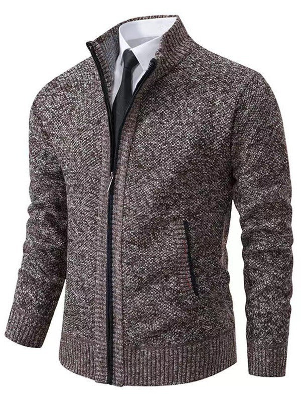 Men's fashionable cardigan with high collar and full-length zipper Lisslune