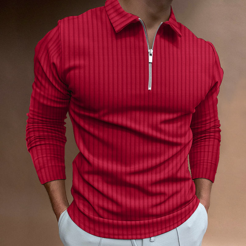 Men's Long Sleeve Polo Shirt with Zipper Lisslune