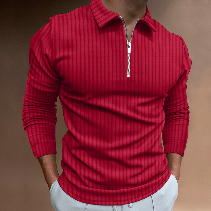 Men's Long Sleeve Polo Shirt with Zipper Lisslune