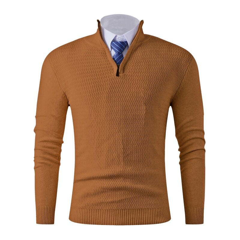 Men's knitted sweater with modern stand-up collar and textured design Lisslune