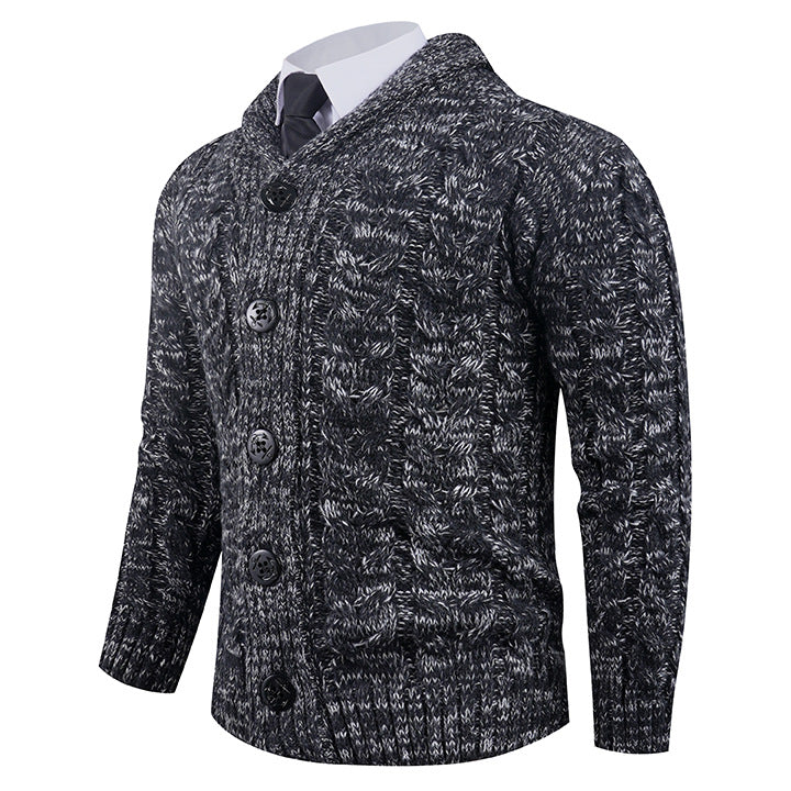 Men's cardigan with cable pattern and stylish shawl collar Lisslune