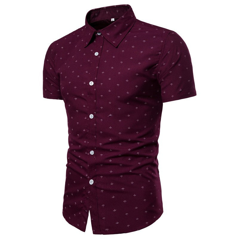 Men's short-sleeve shirt with maritime anchor design and slim fit cut Lisslune