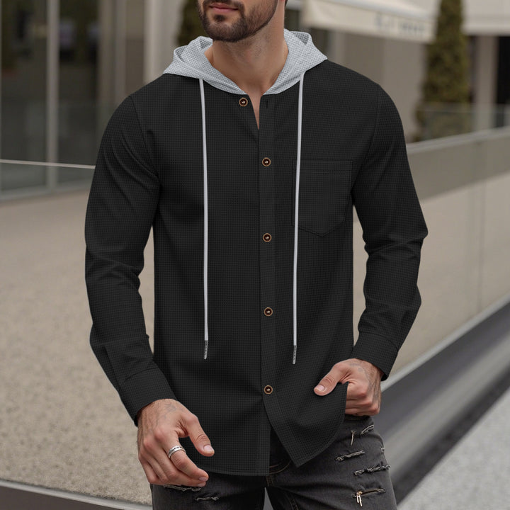 Men's stylish hoodie shirt with button placket and practical chest pocket Lisslune