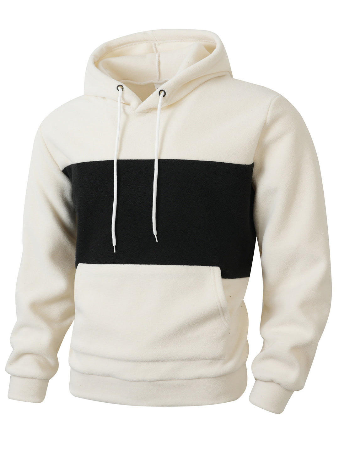 Men's Fleece Hoodie with Contrasting Color Stripes Lisslune