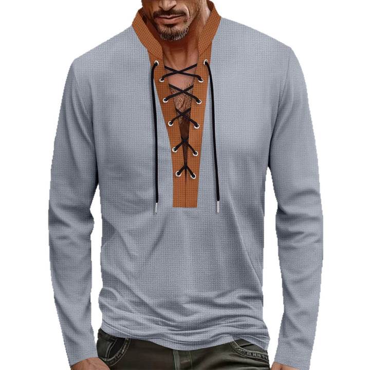 Men's long sleeve shirt with modern lacing design Lisslune