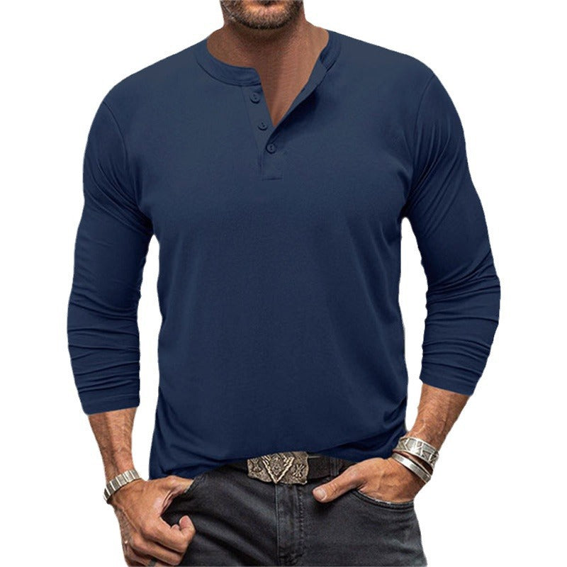 Men's Long Sleeve Henley Shirt made of breathable cotton blend Lisslune