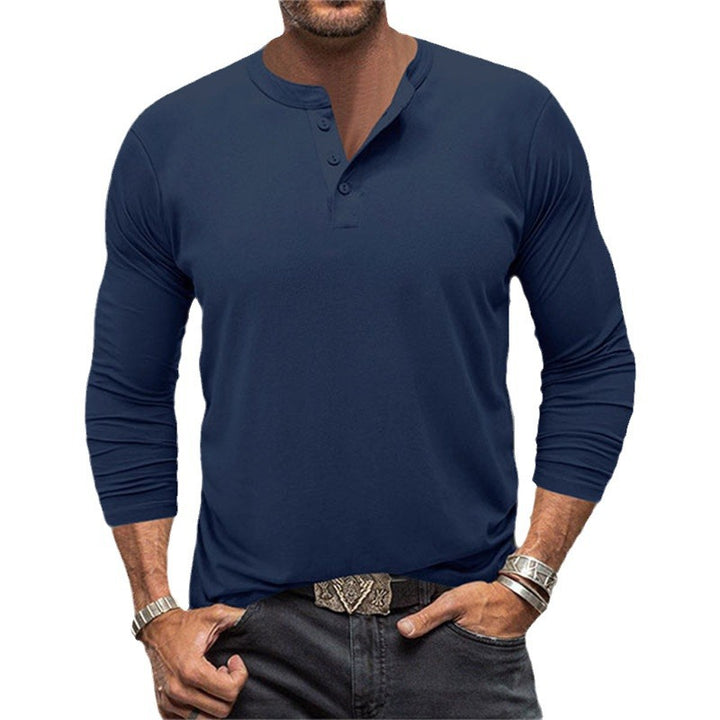 Men's Long Sleeve Henley Shirt made of breathable cotton blend Lisslune