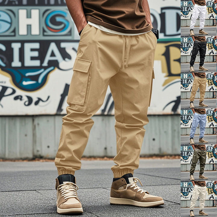 Men's cargo pants with elastic waistband and practical side pockets Lisslune
