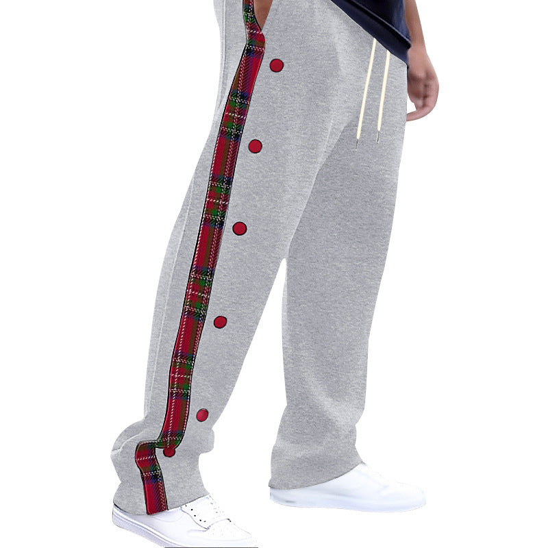Men's casual cargo pants with snap buttons and trendy pattern Lisslune