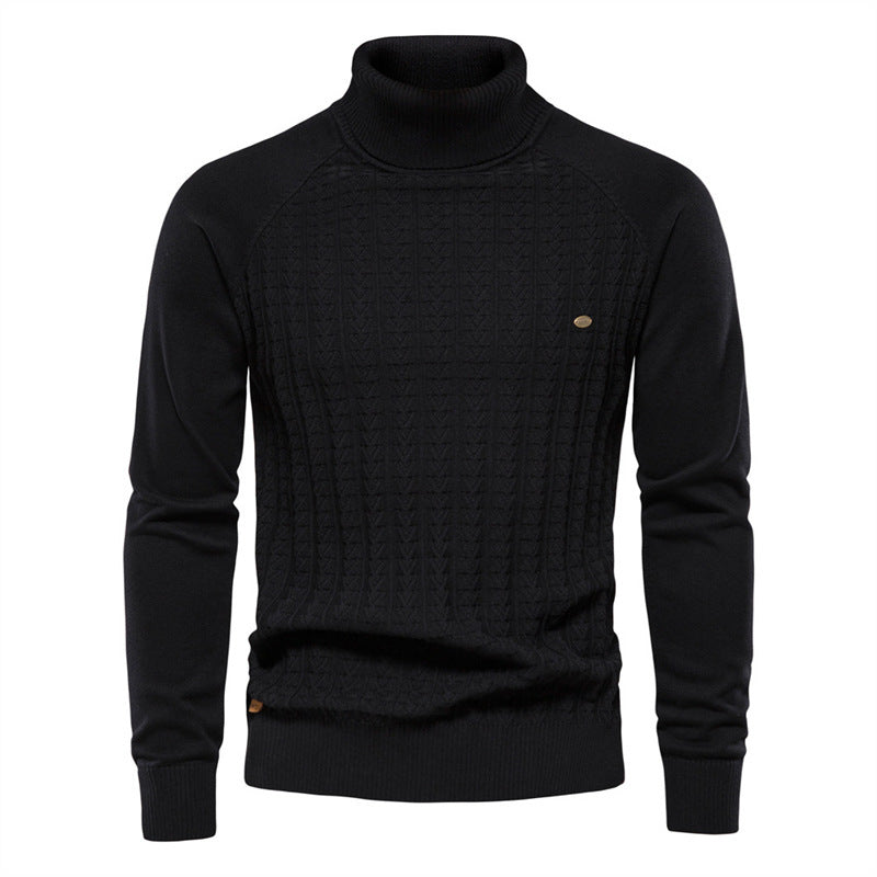 Men's knitted pullover with fashionable stand-up collar and textured design Lisslune