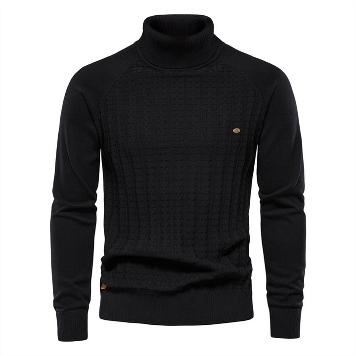 Men's knitted pullover with fashionable stand-up collar and textured design Lisslune