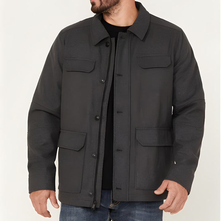 Men's multifunctional utility jacket with large pockets Lisslune