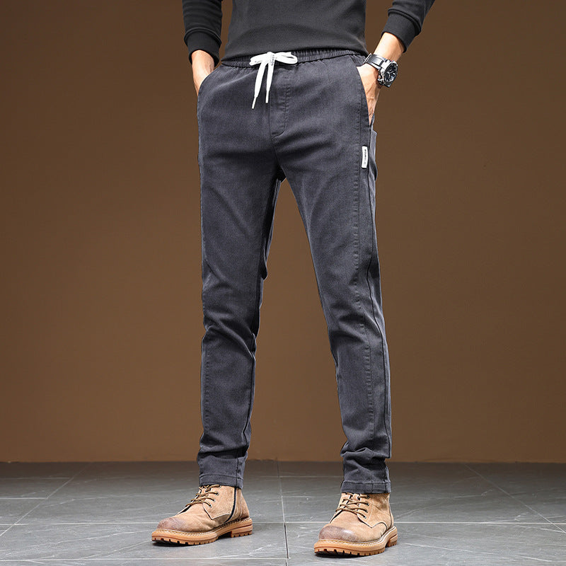 Men's Comfortable Leisure Pants with Elastic Waistband and Practical Pockets Lisslune