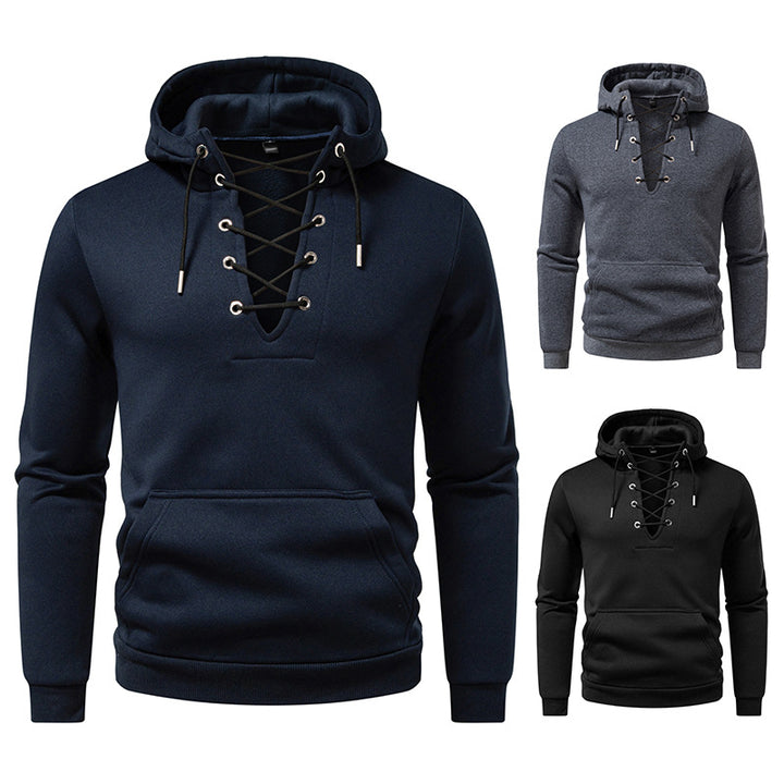 Men's hoodie with fashionable lacing design Lisslune