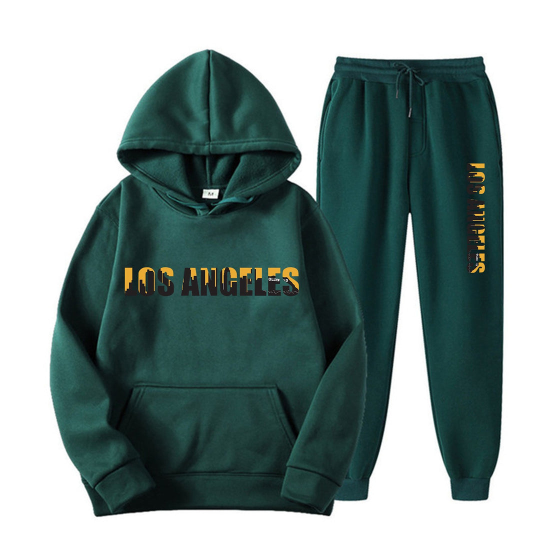 Women's leisure hoodie and jogging pants set with casual Los Angeles lettering Lisslune