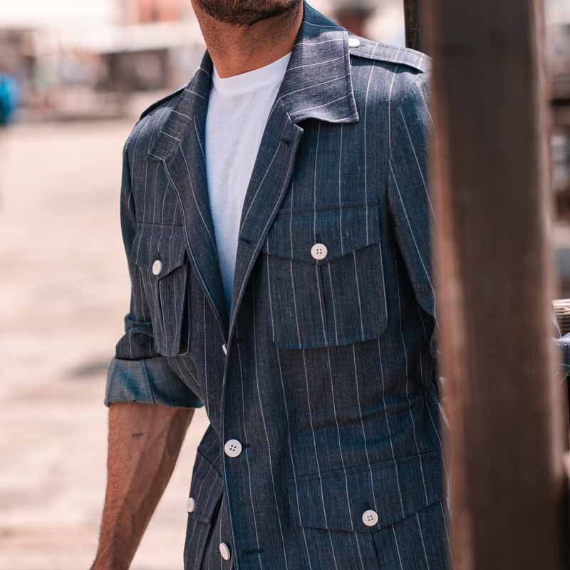 Men's modern striped utility jacket Lisslune