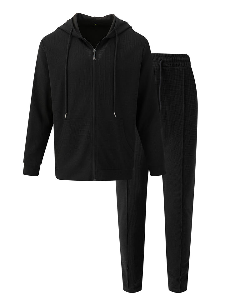 Men's sporty hoodie set made from breathable structured material with elastic waistband Lisslune