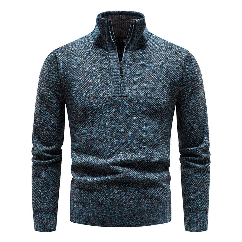 Men's sporty knit sweater with half zipper and textured design Lisslune