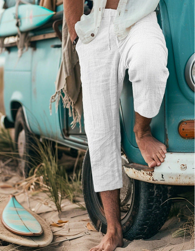 Men's Chino Pants with Casual Cut and Elastic Waistband Lisslune