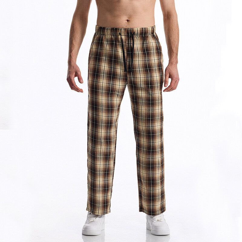 Men's flannel pajama pants with comfortable elastic waistband Lisslune