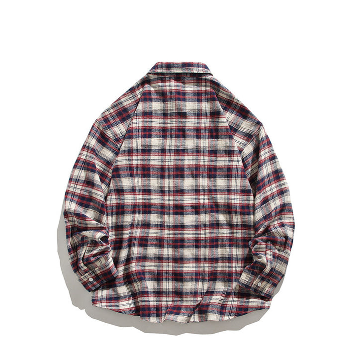 Men's comfortable flannel shirt with modern check pattern and chest pocket Lisslune