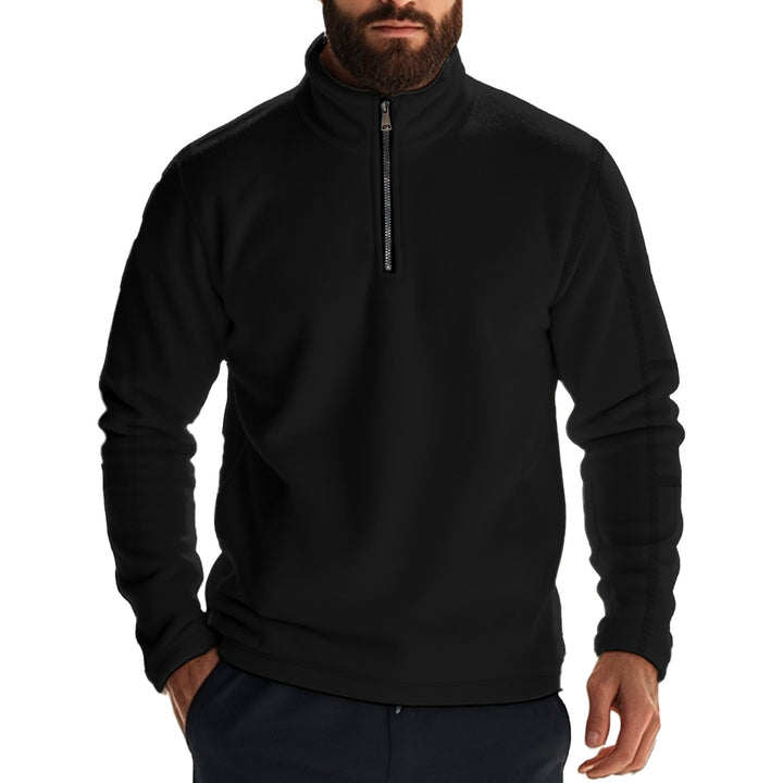 Men's fleece pullover with high collar and zipper Lisslune