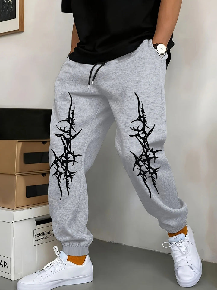 Men's Relaxed Fit Jogging Pants with Eye-Catching Graphic Design Lisslune