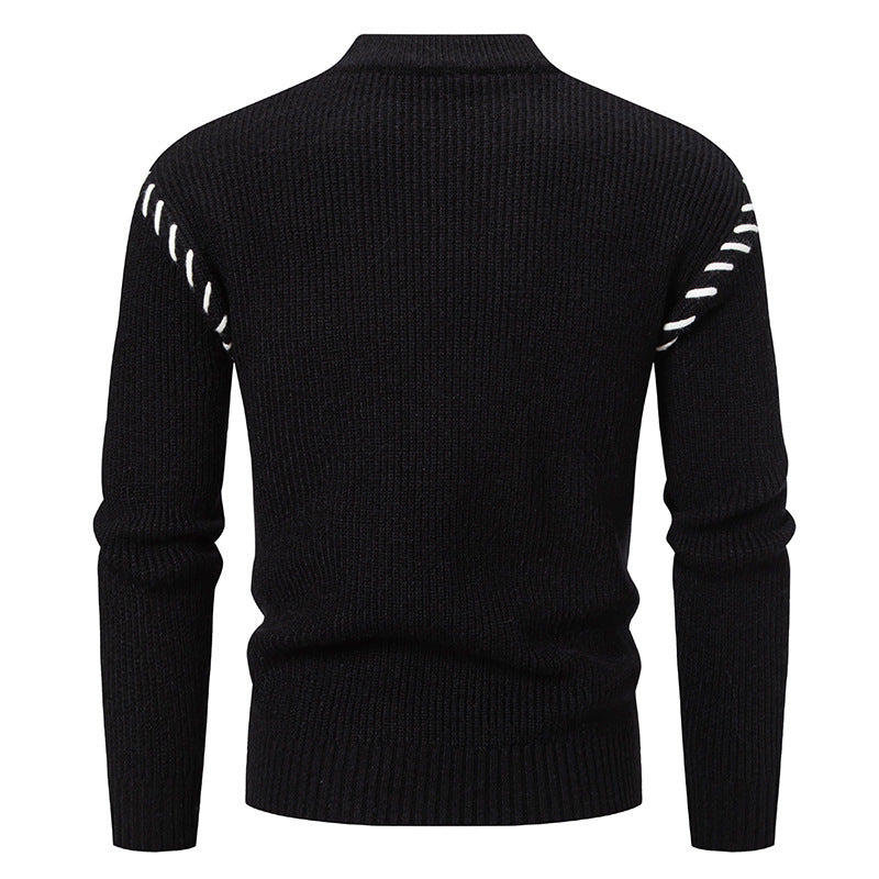Men's fashionable knit sweater with high collar and unique cable design Lisslune